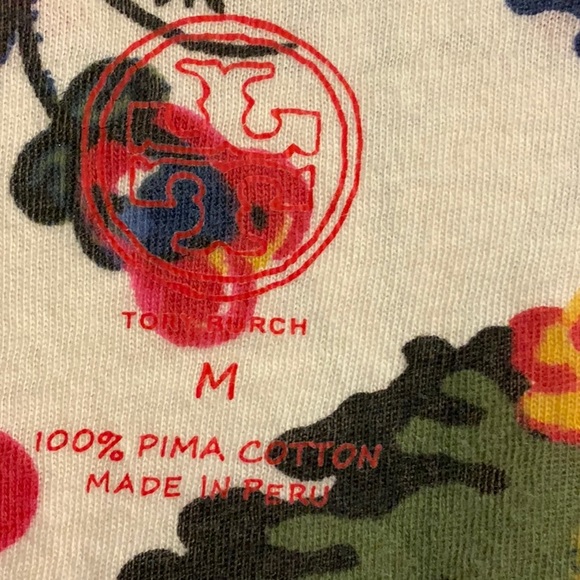 Floral Pattern Tory Birch Short Sleeve Cotton T-Shirt with Crew Neck - Size M - Picture 5 of 6